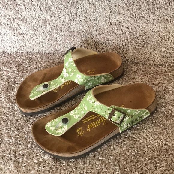 Birkenstock Shoes - Green Floral Birkenstock Women's Sandals